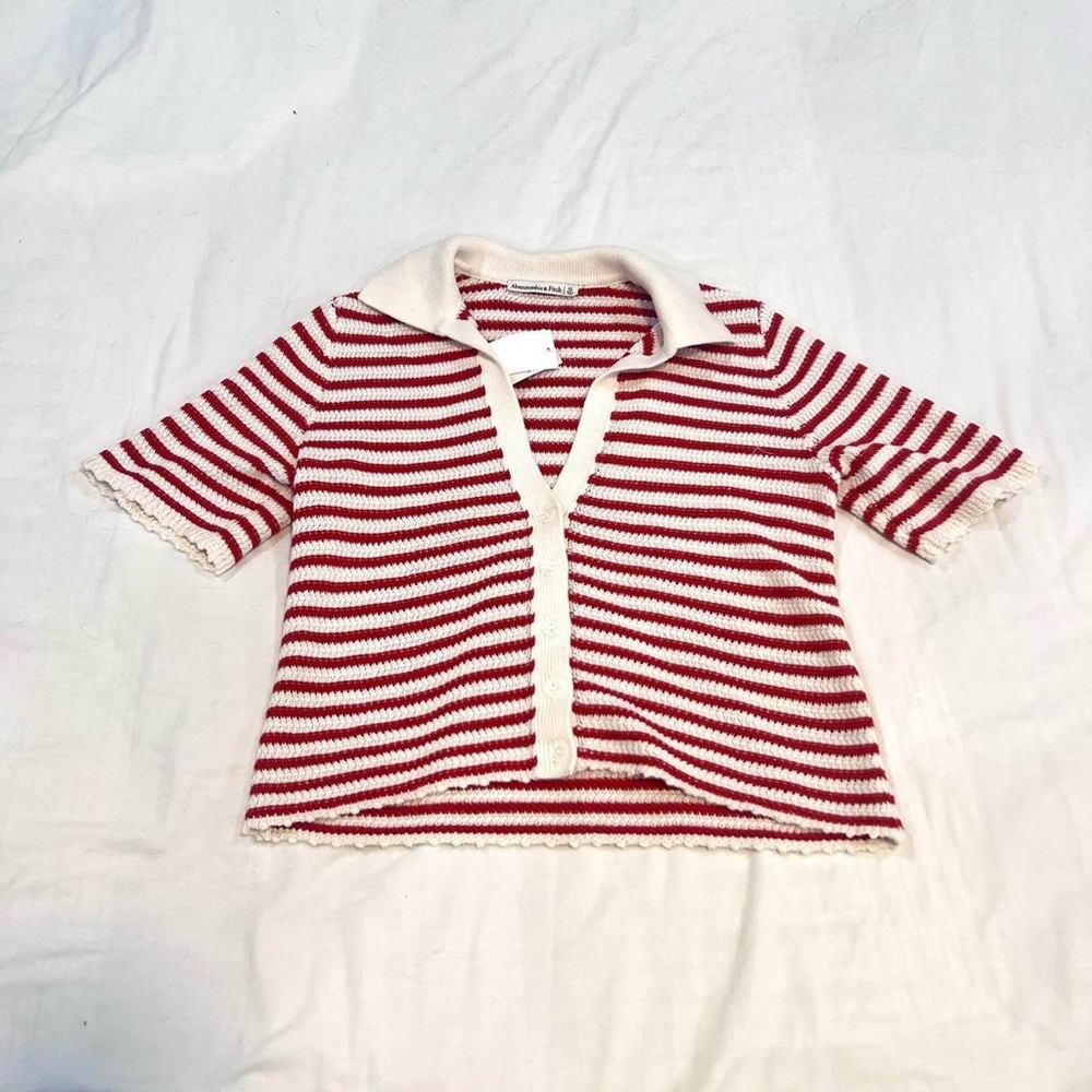 Abercrombie & Fitch Kids Red and White Striped Button Down Shirt